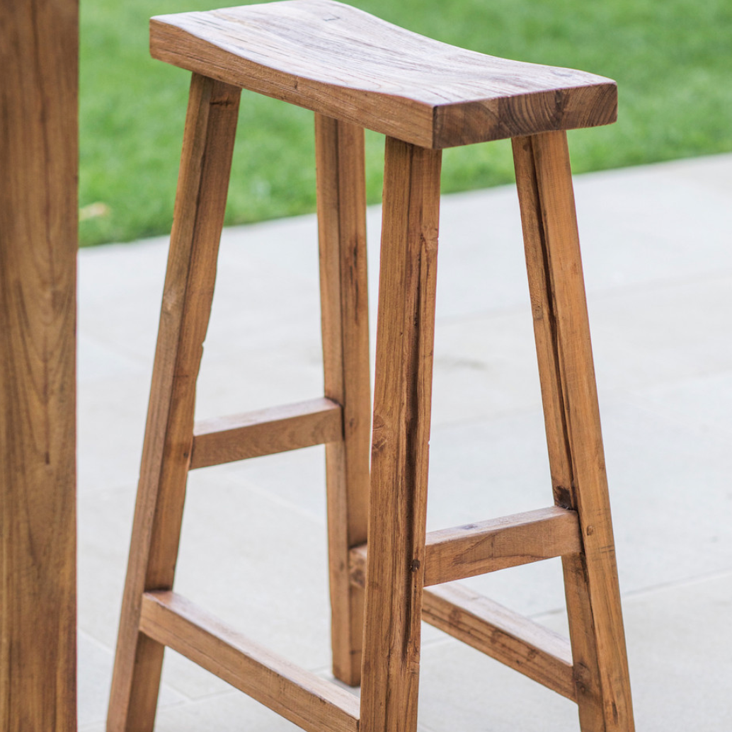 St. Mawes Reclaimed Teak Outdoor Bar Stool