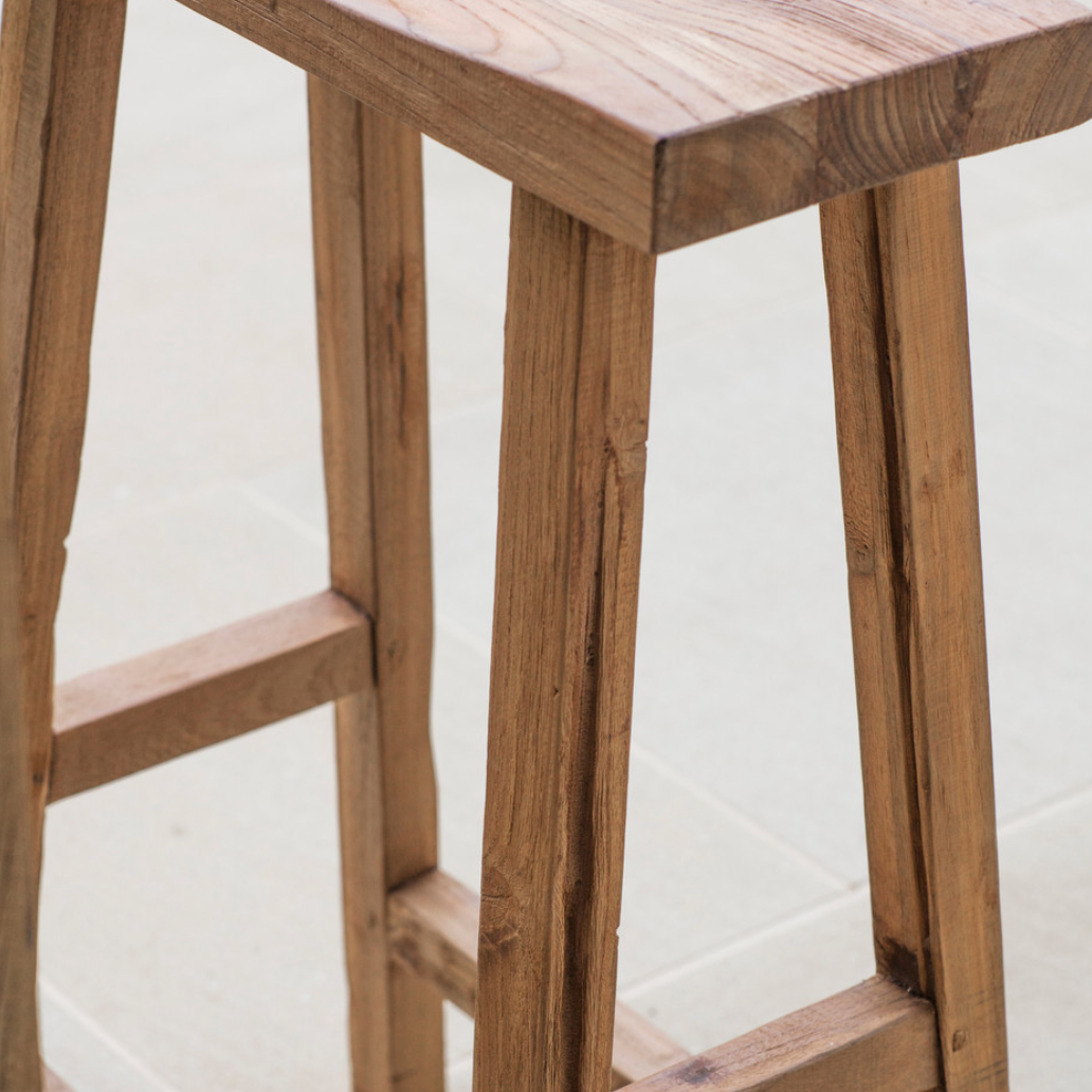 St. Mawes Reclaimed Teak Outdoor Bar Stool