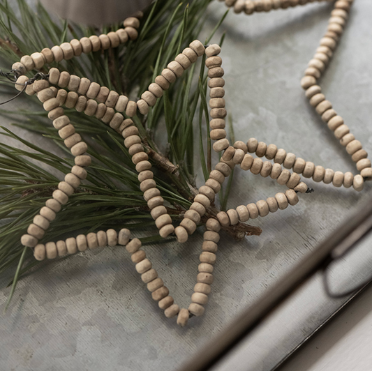 Wooden Beaded Star Christmas Tree Decoration