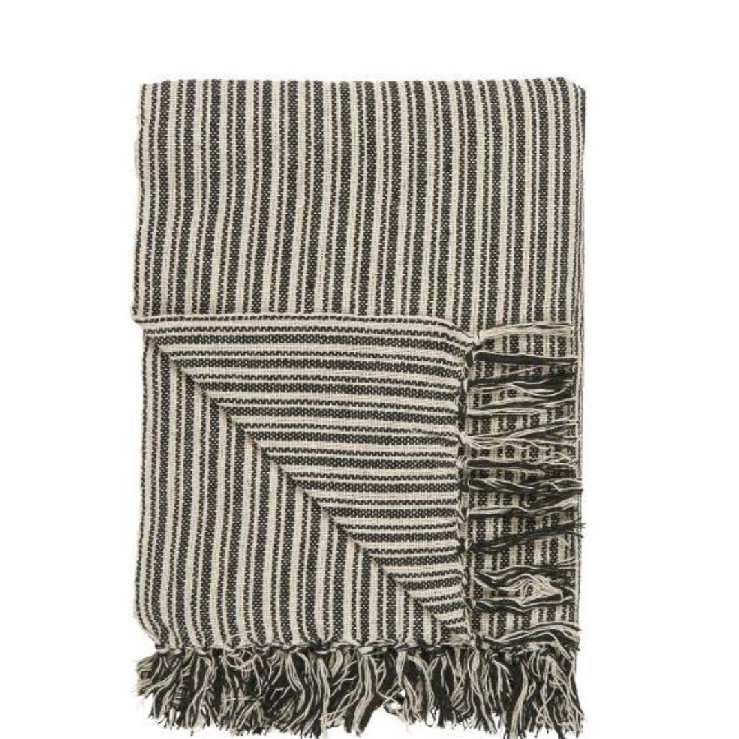 Natural and Black Striped Throw