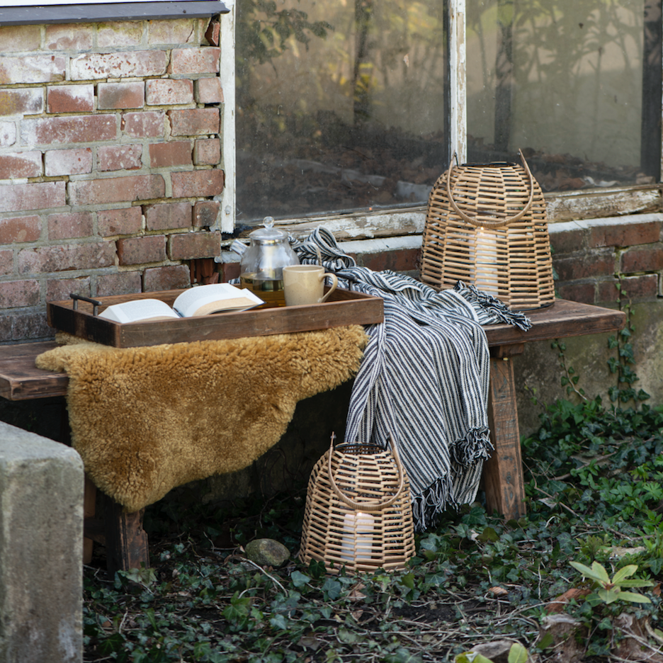 Natural and Black Striped Throw