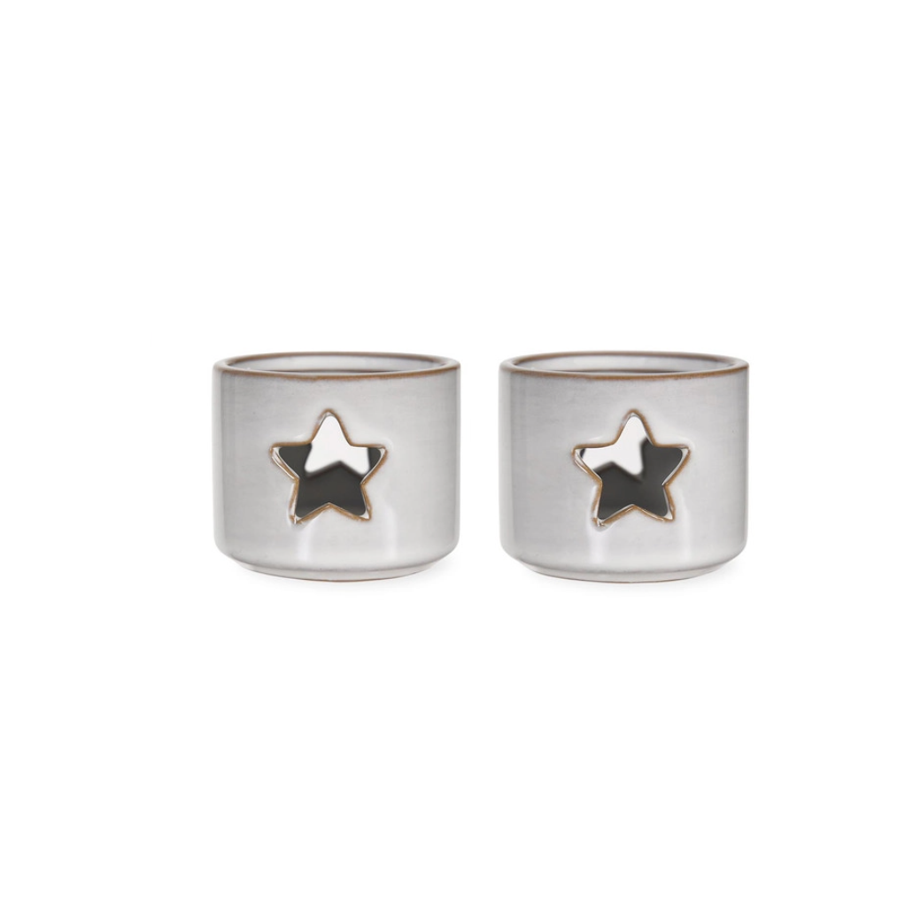 Pair Of Ceramic Star Tealight Holders