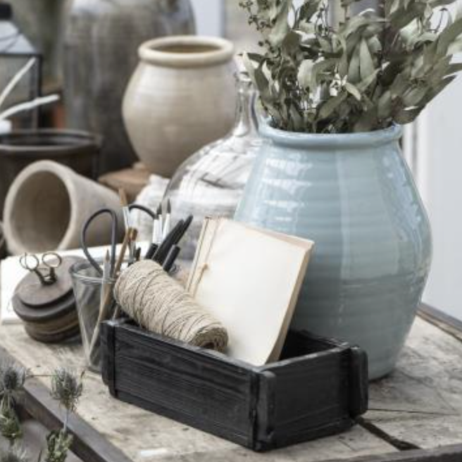 Black Vintage Wooden Storage Box