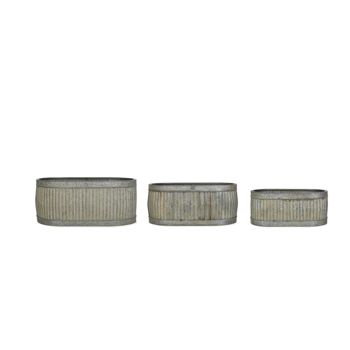 Set Of Three Oval Vence Trough Planters