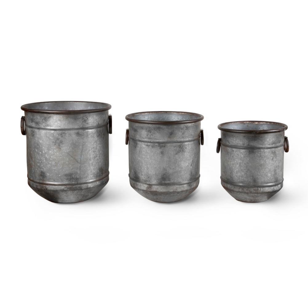 Set Of Three Malmesbury Metal Planters